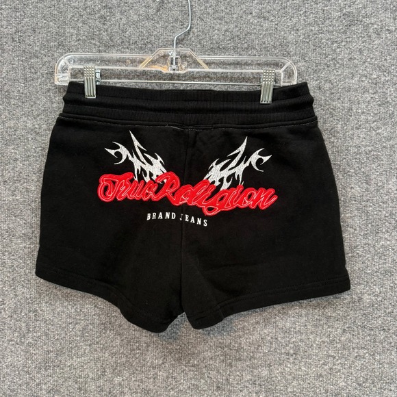 True Religion Pants - True Religion Sweat Shorts Womens XS Black Flame Graphic Y2K Lounge Gym Casual